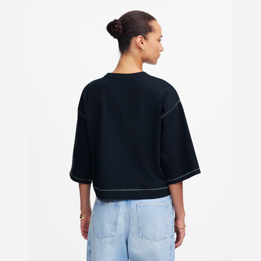 madewell wide-sleeve boxy damen t-shirts navy