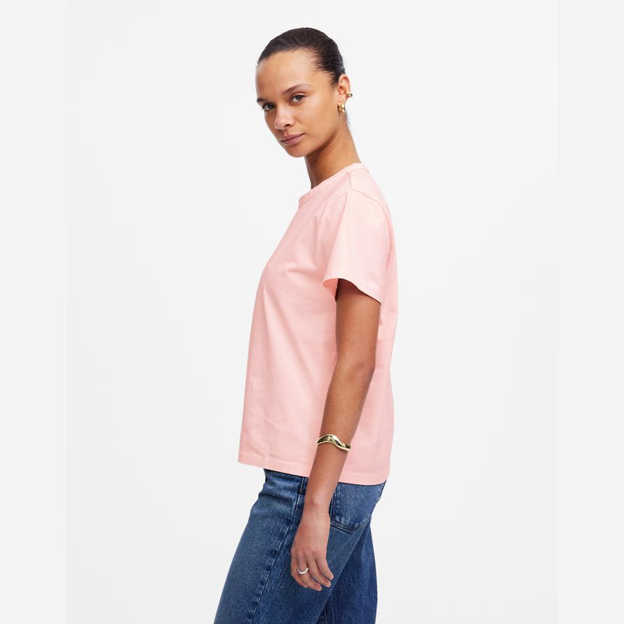 damen madewell cotton perfekte crewneck t-shirts rose