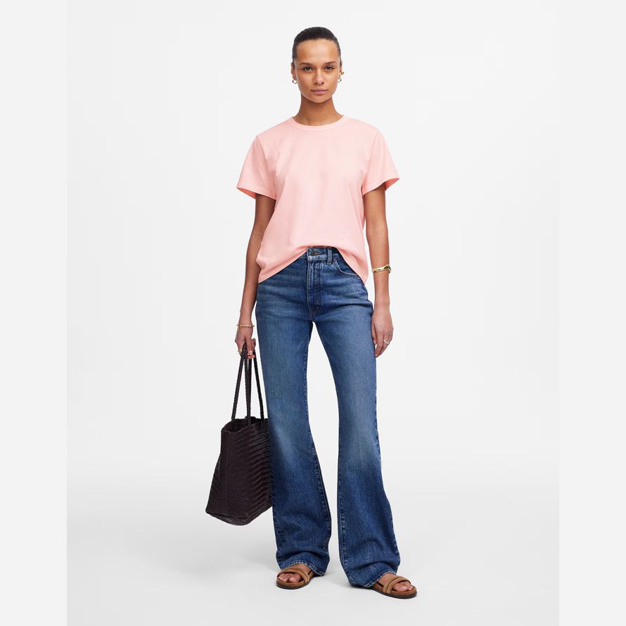 damen madewell cotton perfekte crewneck t-shirts rose
