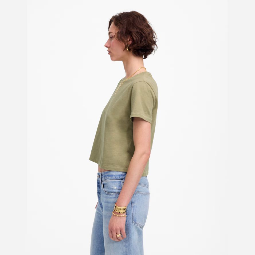 olive womens madewell slub boxy-ernte-t-shirts