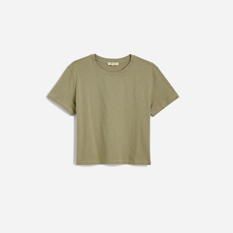 olive womens madewell slub boxy-ernte-t-shirts