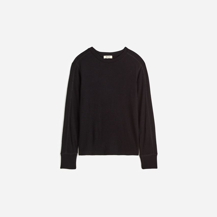 madewell plus ribbed crewneck lange-sleeve frauen t-shirts schwarz