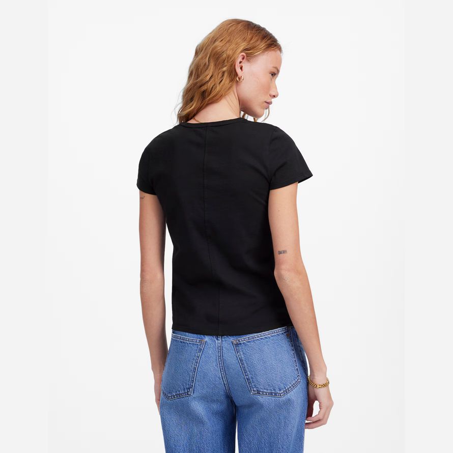 black womens madewell essential slim leichte baumwolle t-shirts