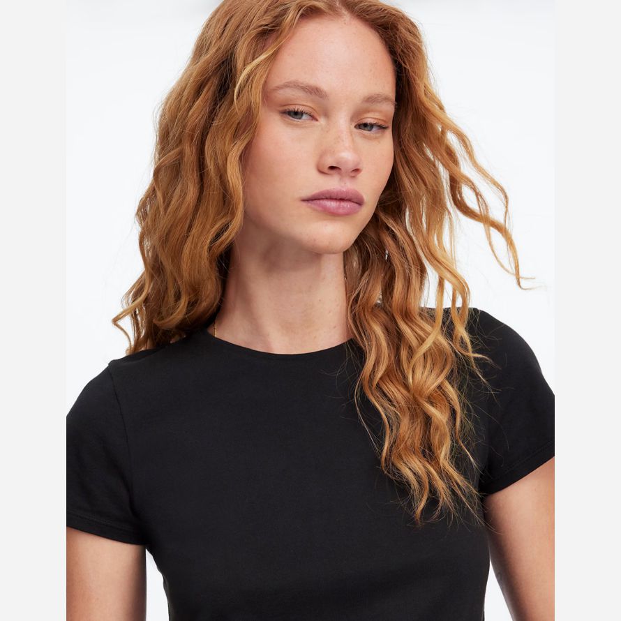 black womens madewell essential slim leichte baumwolle t-shirts