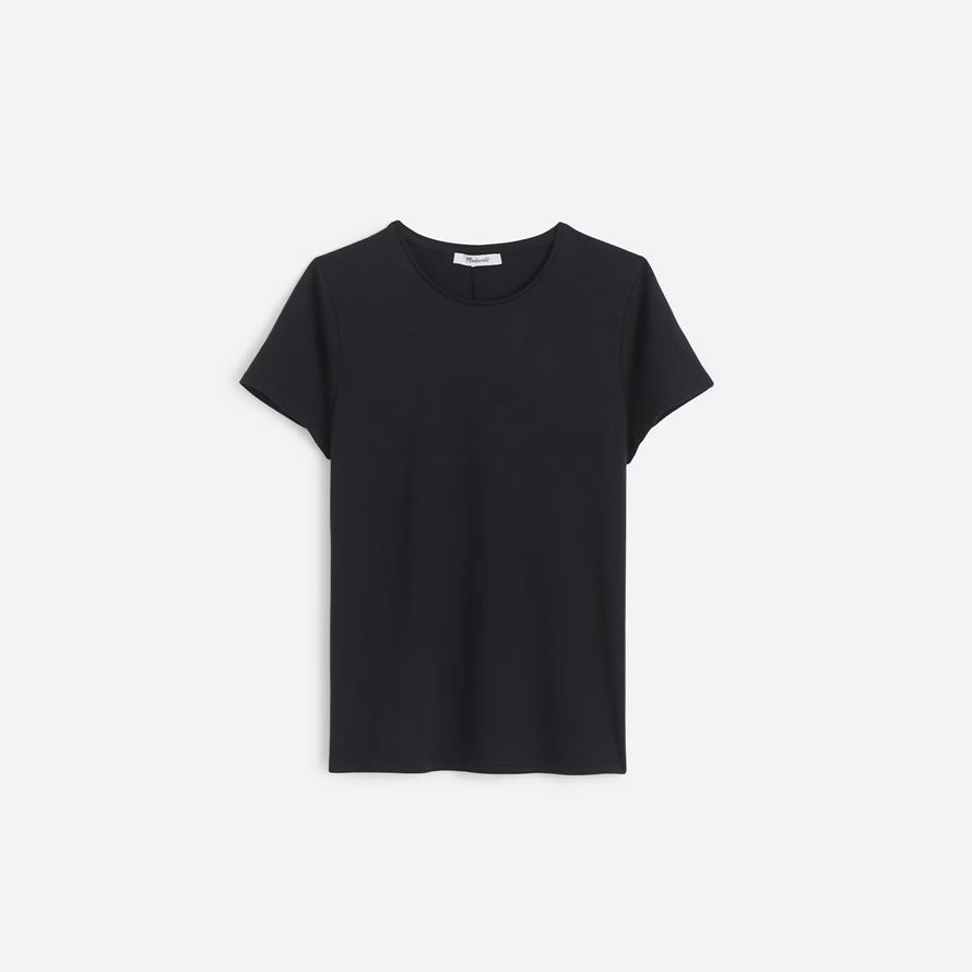 black womens madewell essential slim leichte baumwolle t-shirts