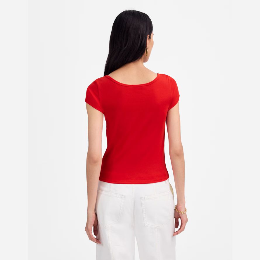 rote damen madewell regenerative baumwolle gerippte mütze-langarm-t-shirts