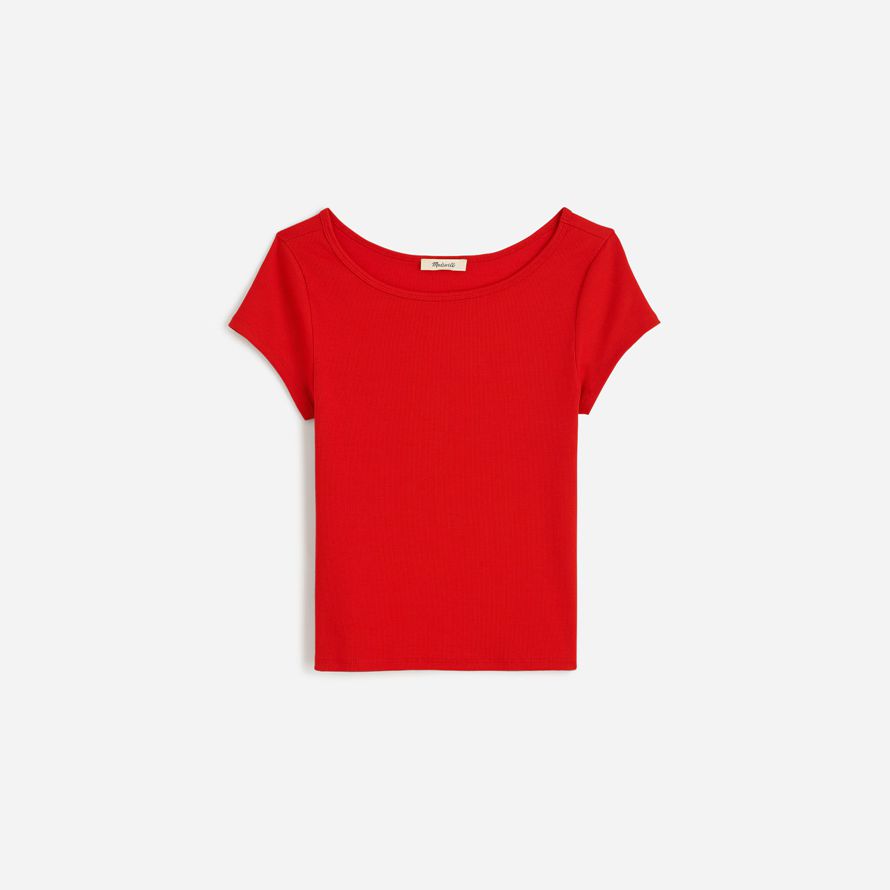 rote damen madewell regenerative baumwolle gerippte mütze-langarm-t-shirts