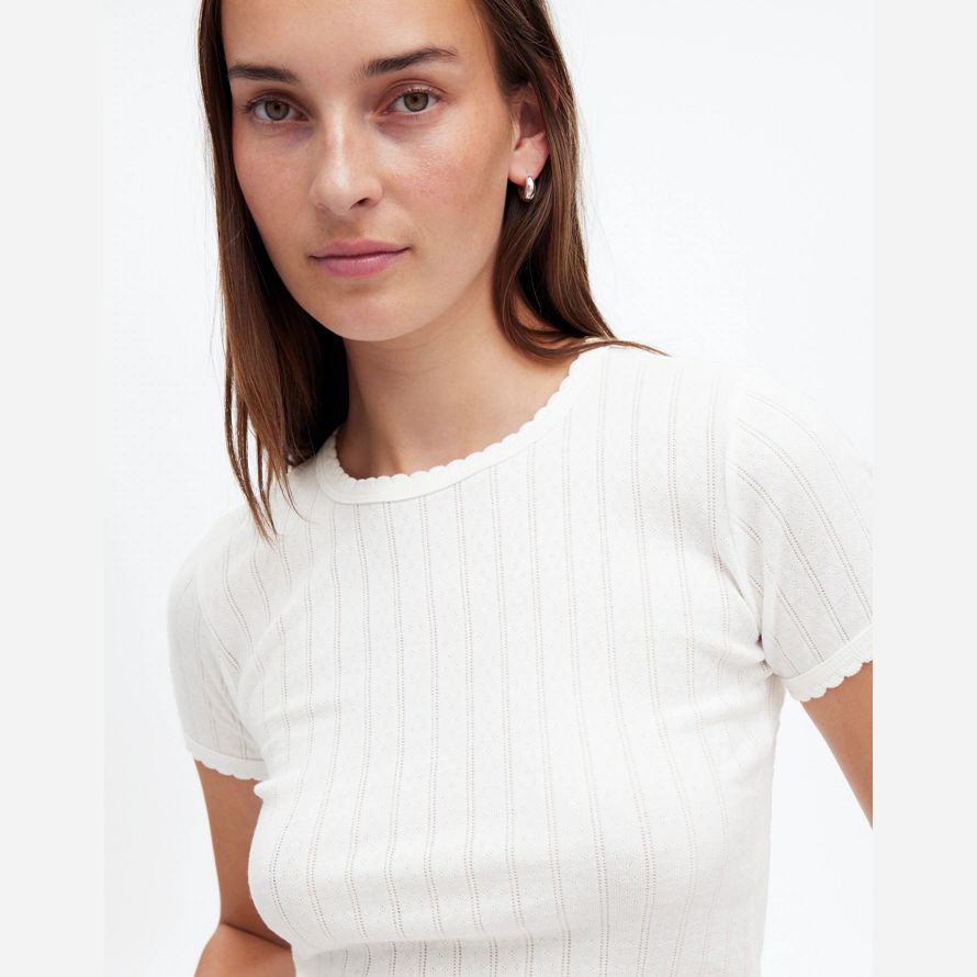 weiß damen madewell leset pointelle slim-fit-t-shirts