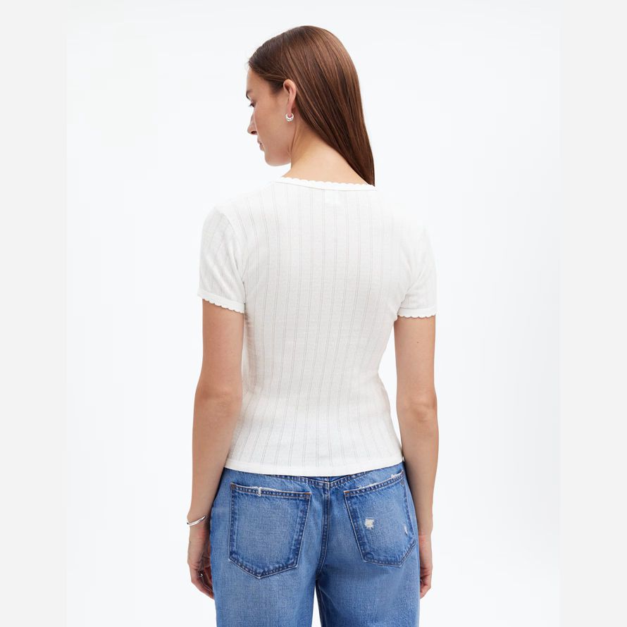 weiß damen madewell leset pointelle slim-fit-t-shirts