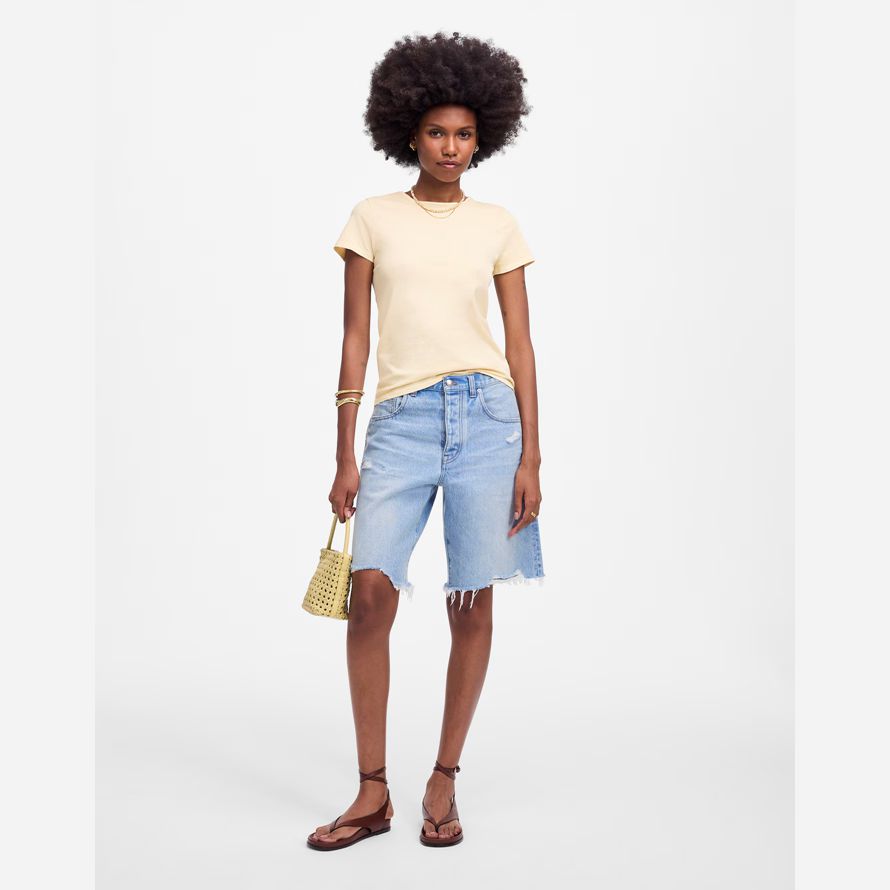 madewell essential slim leichte baumwolle frauen t-shirts sahne