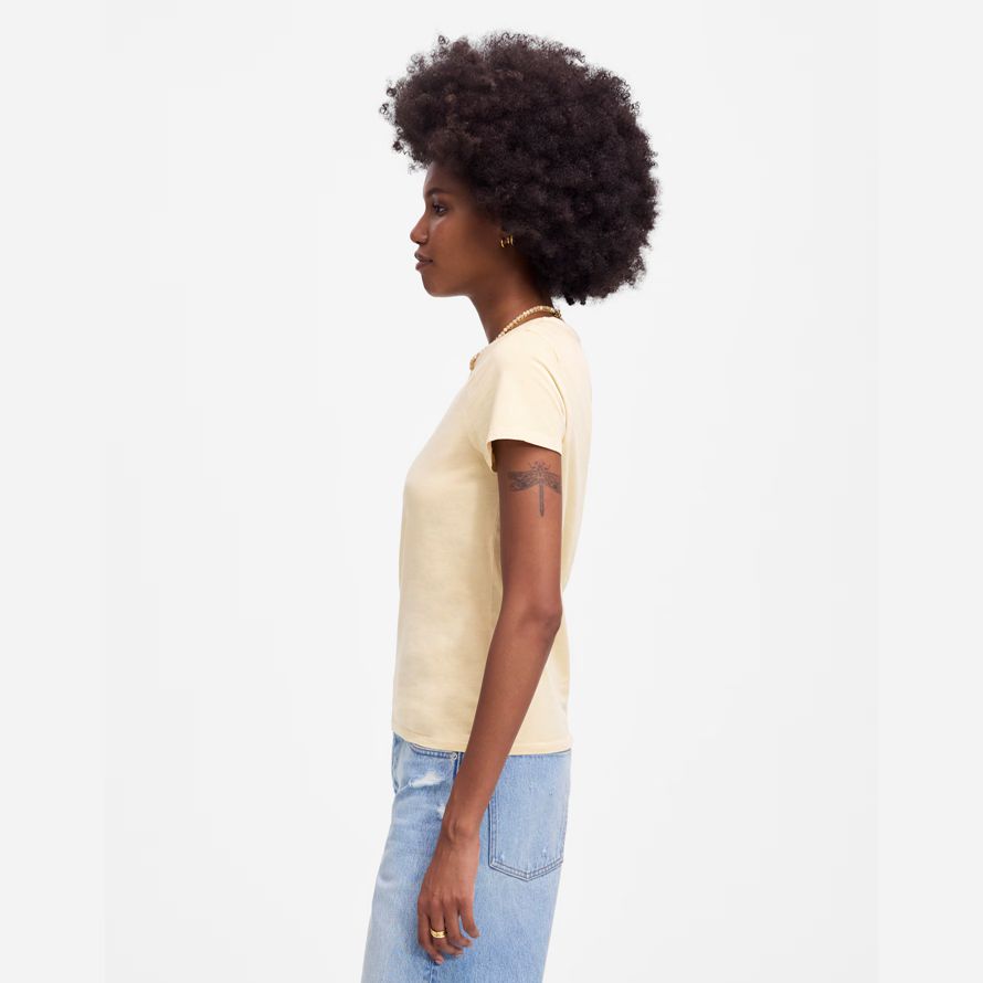 madewell essential slim leichte baumwolle frauen t-shirts sahne