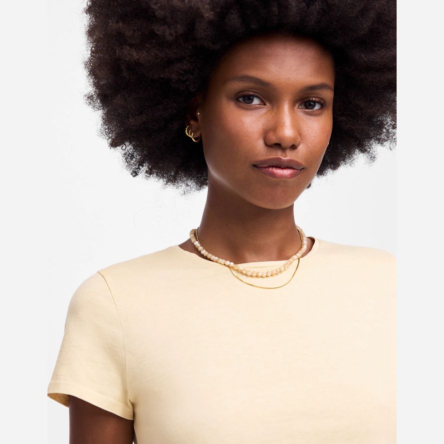 madewell essential slim leichte baumwolle frauen t-shirts sahne