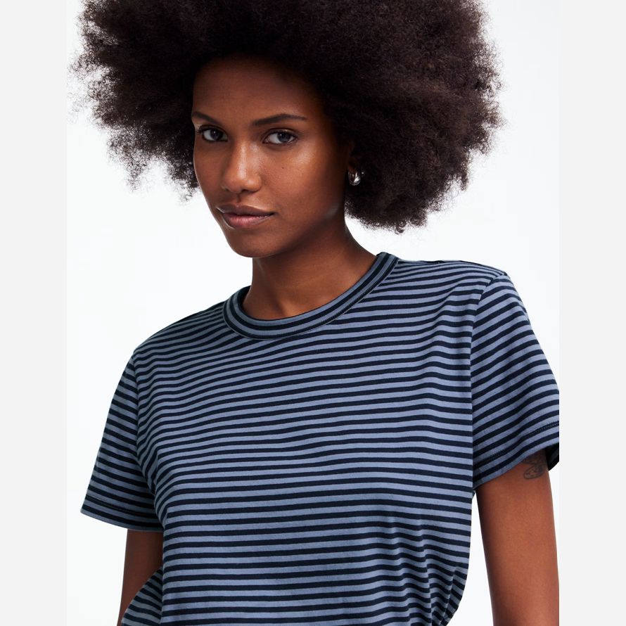 madewell cotton perfekte crewneck frauen t-shirts blau navy