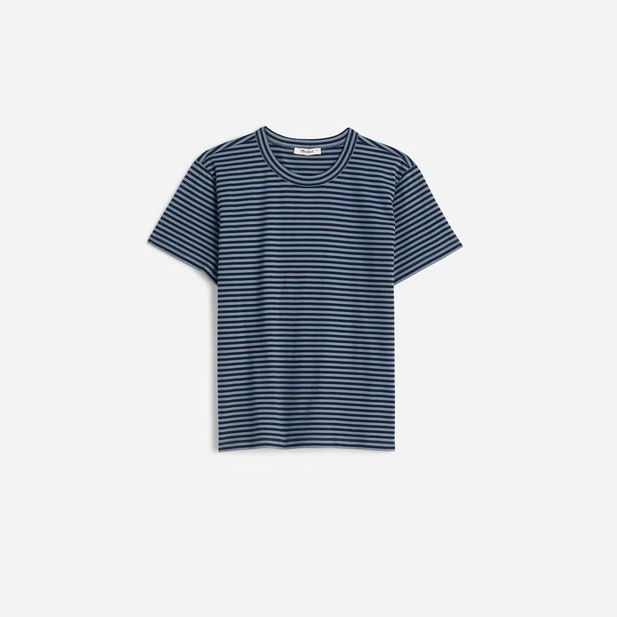 madewell cotton perfekte crewneck frauen t-shirts blau navy