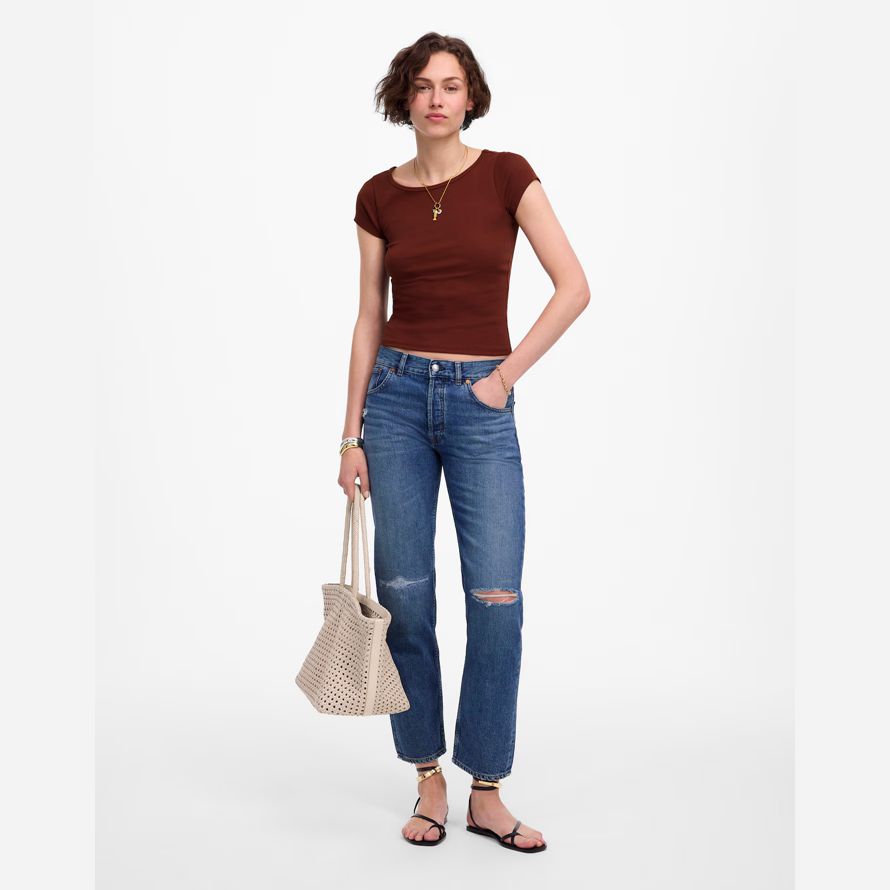 schokolade damen madewell regenerative baumwolle gerippte mütze-langarm-t-shirts