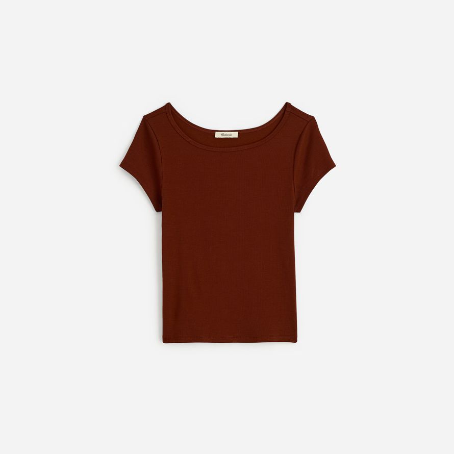 schokolade damen madewell regenerative baumwolle gerippte mütze-langarm-t-shirts
