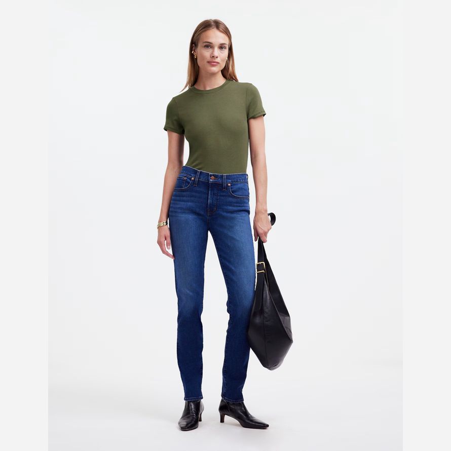 damen madewell regenerative cotton ribbed crewneck t-shirts von olive