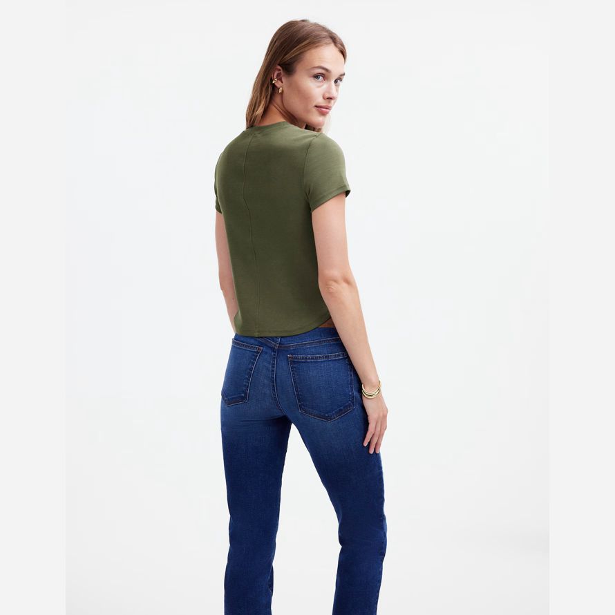 damen madewell regenerative cotton ribbed crewneck t-shirts von olive