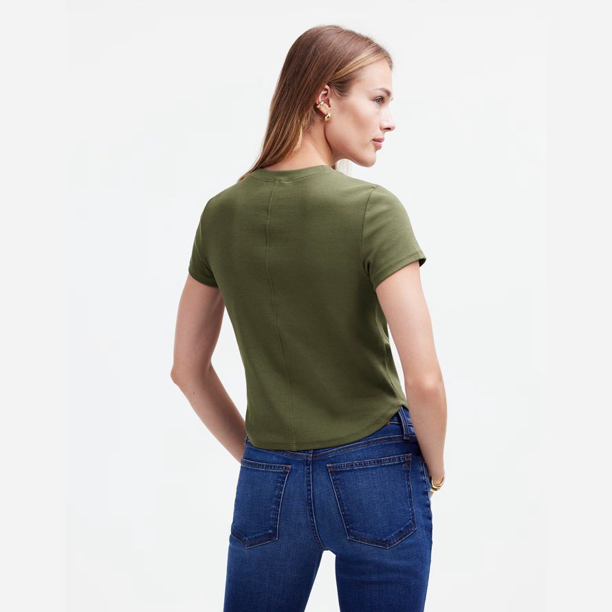 damen madewell regenerative cotton ribbed crewneck t-shirts von olive