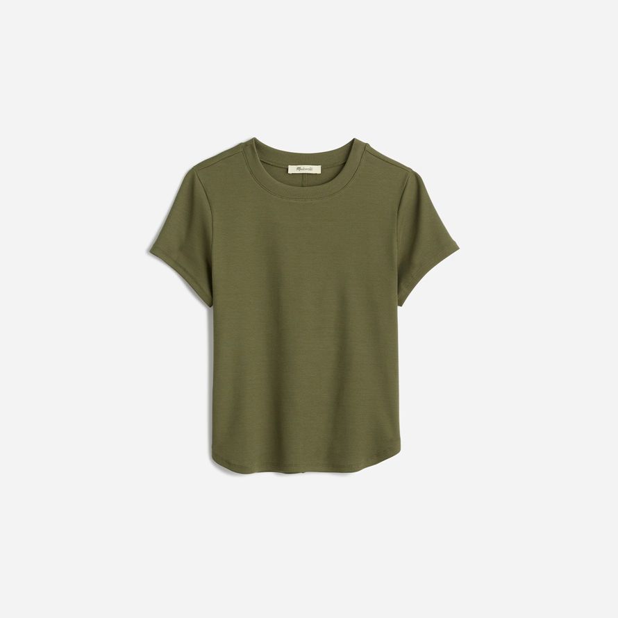 damen madewell regenerative cotton ribbed crewneck t-shirts von olive