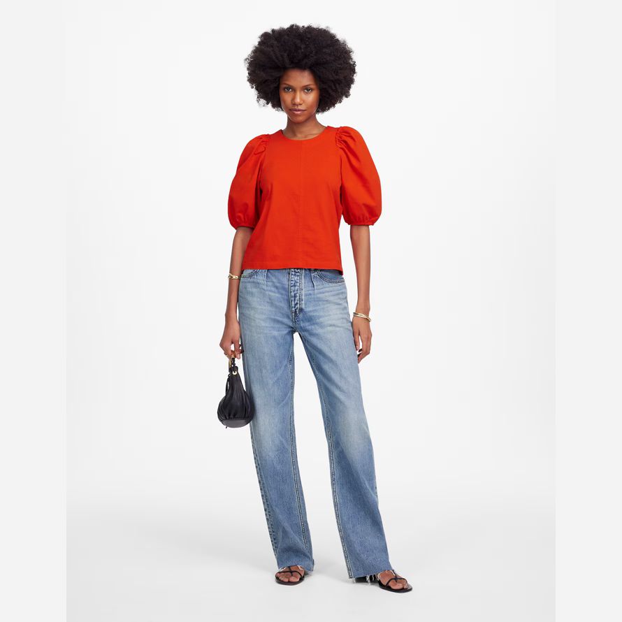 rote damen madewell puff-sleeve t-shirts