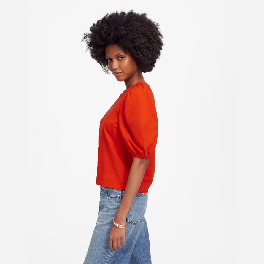rote damen madewell puff-sleeve t-shirts