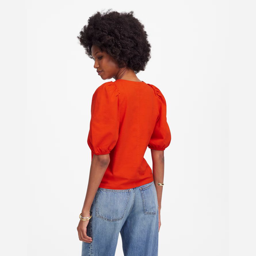 rote damen madewell puff-sleeve t-shirts