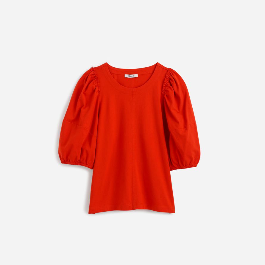 rote damen madewell puff-sleeve t-shirts