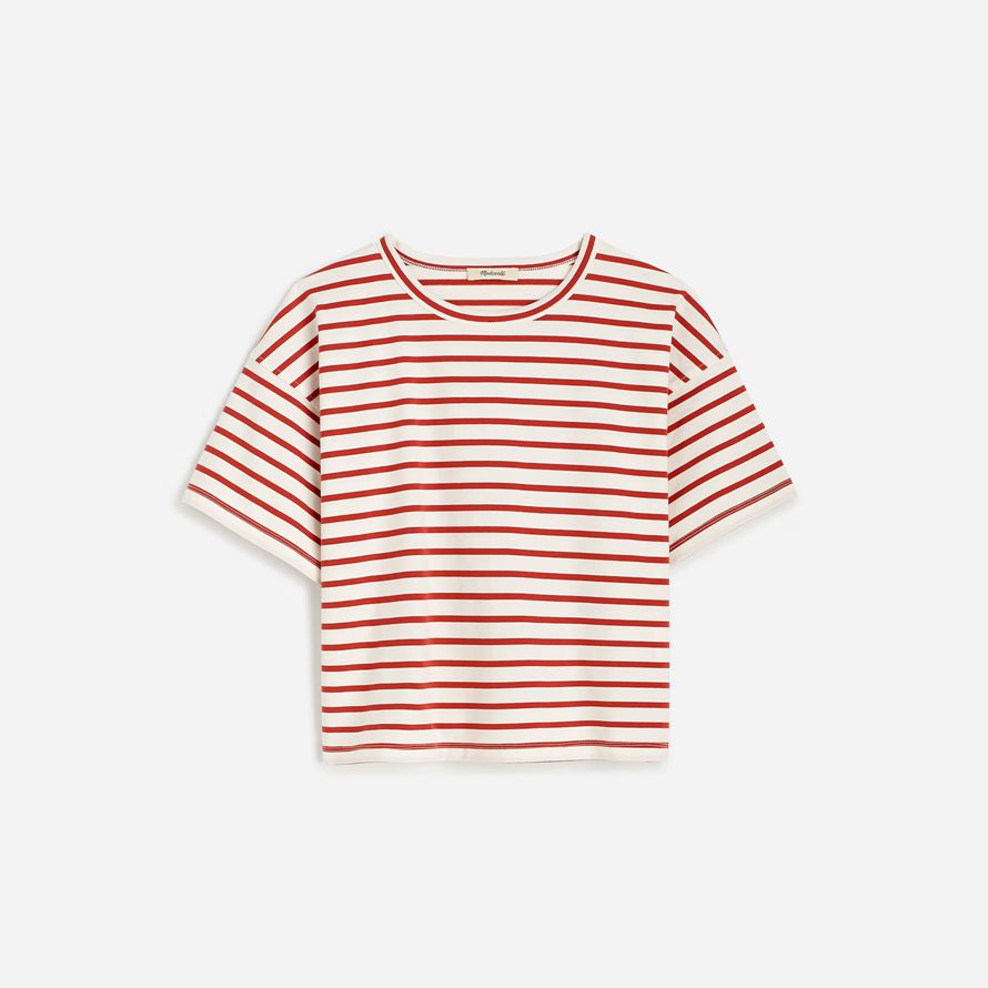 madewell alltag boxy ernte frauen t-shirts rot beige