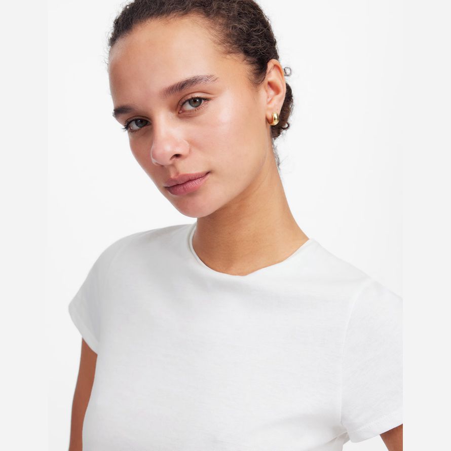 weiß damen madewell essential slim leichte baumwolle t-shirts