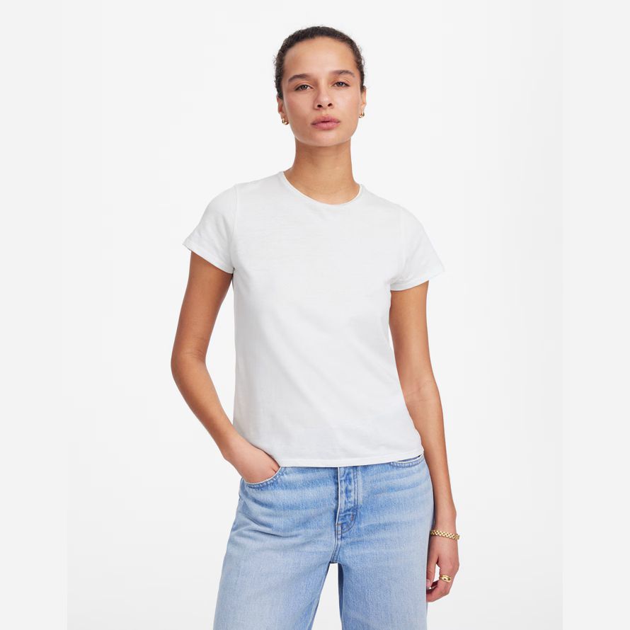 weiß damen madewell essential slim leichte baumwolle t-shirts