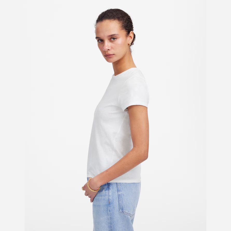 weiß damen madewell essential slim leichte baumwolle t-shirts