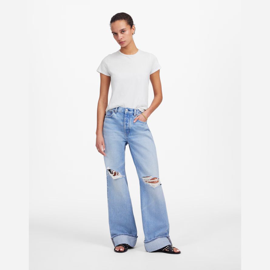 weiß damen madewell essential slim leichte baumwolle t-shirts