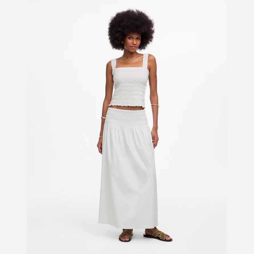 weiß damen madewell popeline gesmokt tank