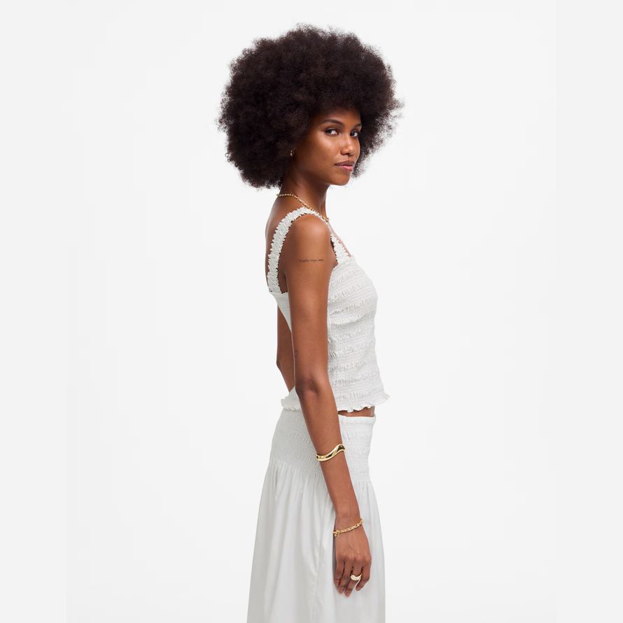 weiß damen madewell popeline gesmokt tank