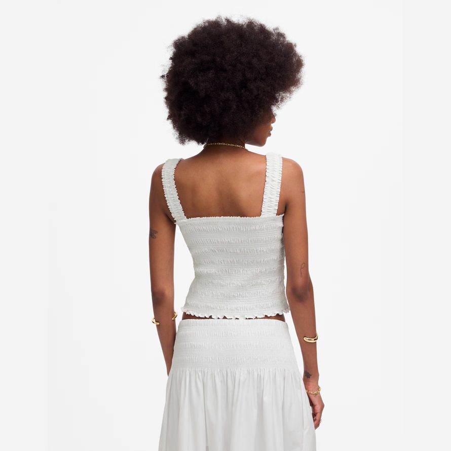 weiß damen madewell popeline gesmokt tank