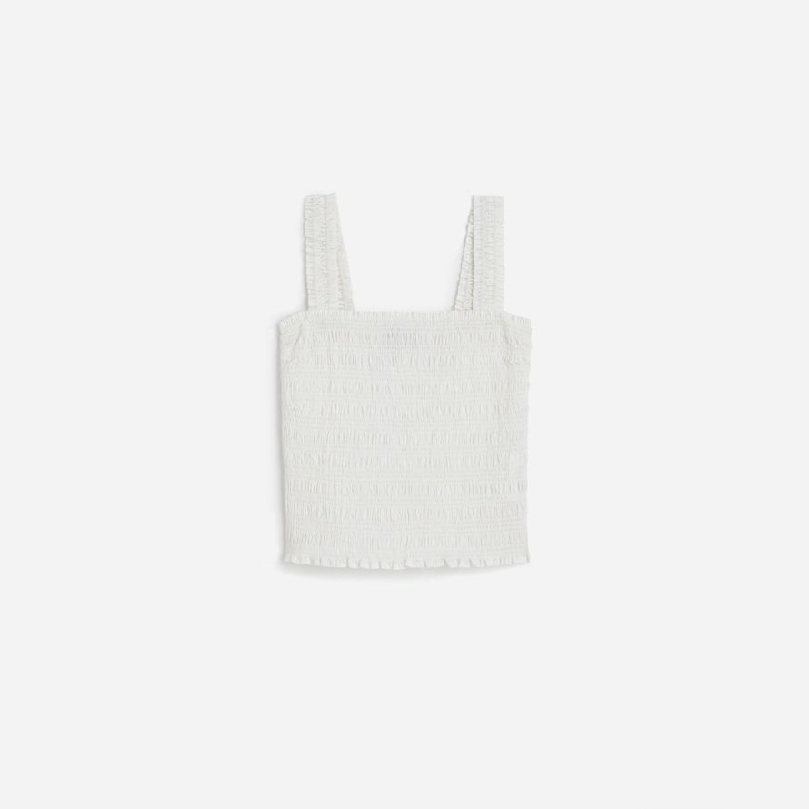 weiß damen madewell popeline gesmokt tank