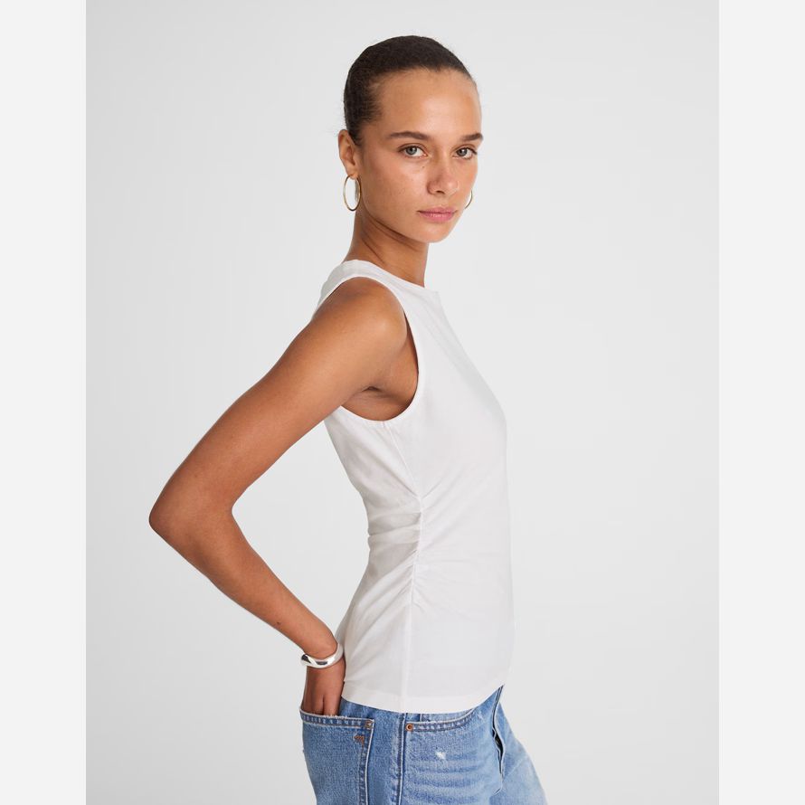 madewell cinched crewneck damen tank-white