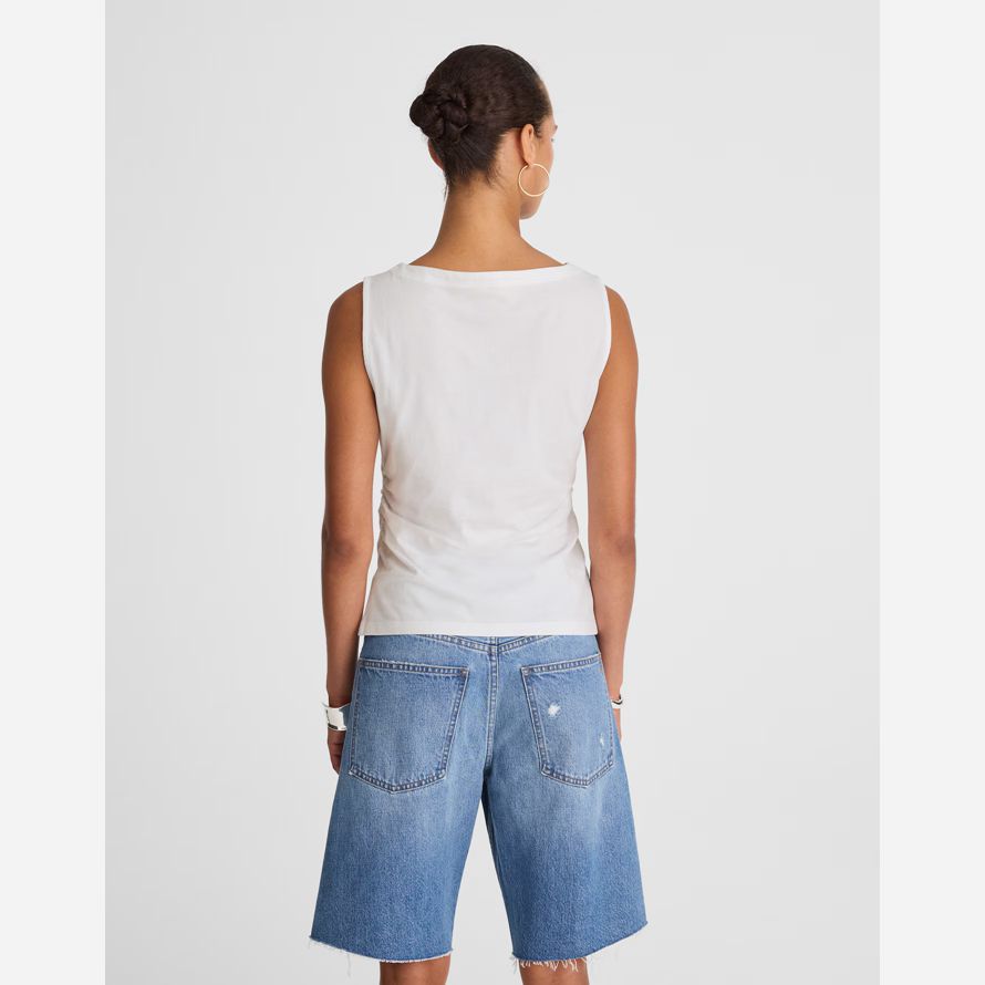 madewell cinched crewneck damen tank-white