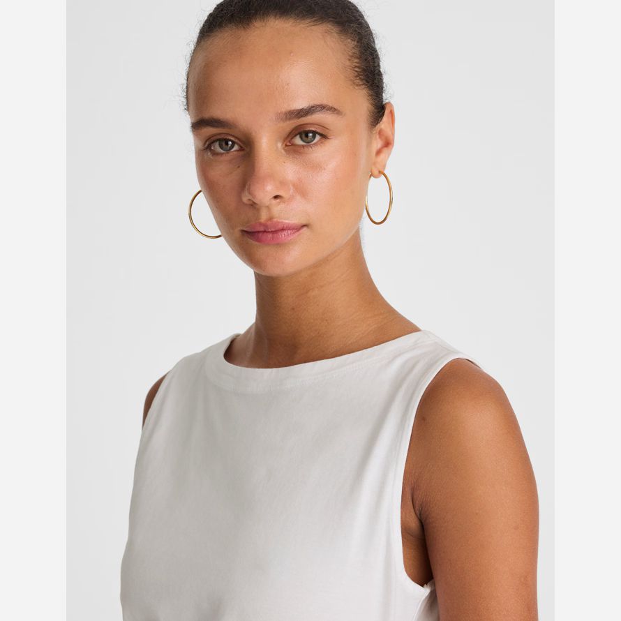 madewell cinched crewneck damen tank-white