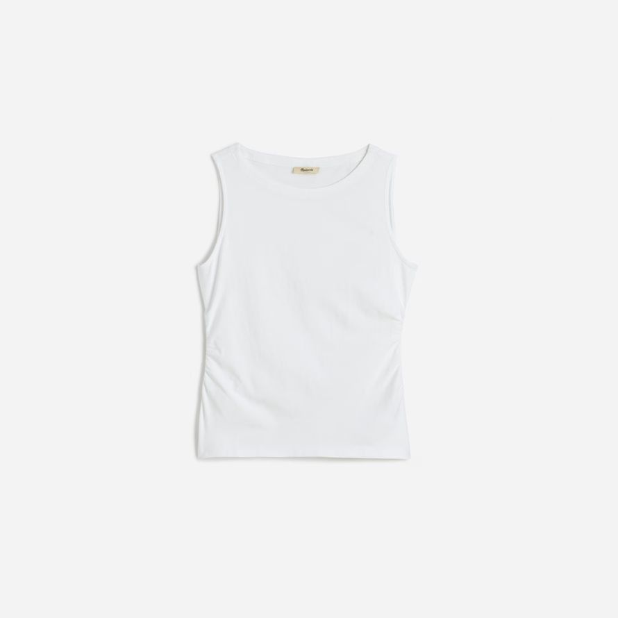madewell cinched crewneck damen tank-white