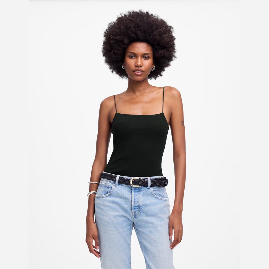 damen madewell squareneck-tank schwarz