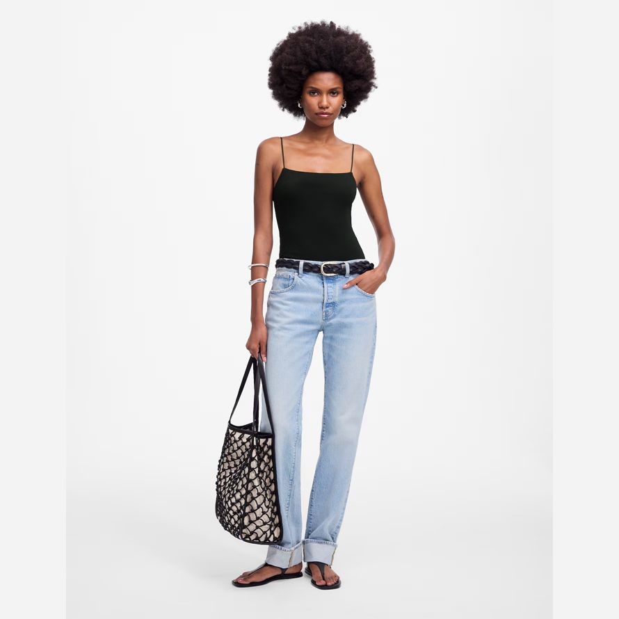 damen madewell squareneck-tank schwarz