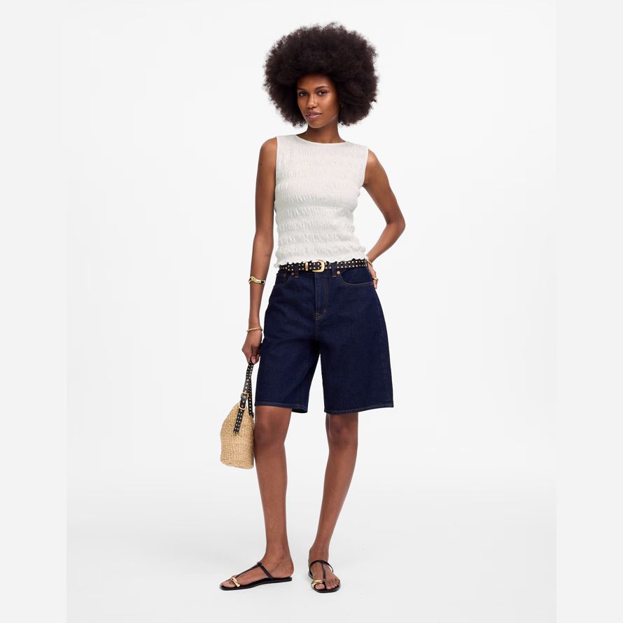 madewell gesmokt boatneck damen tank-white