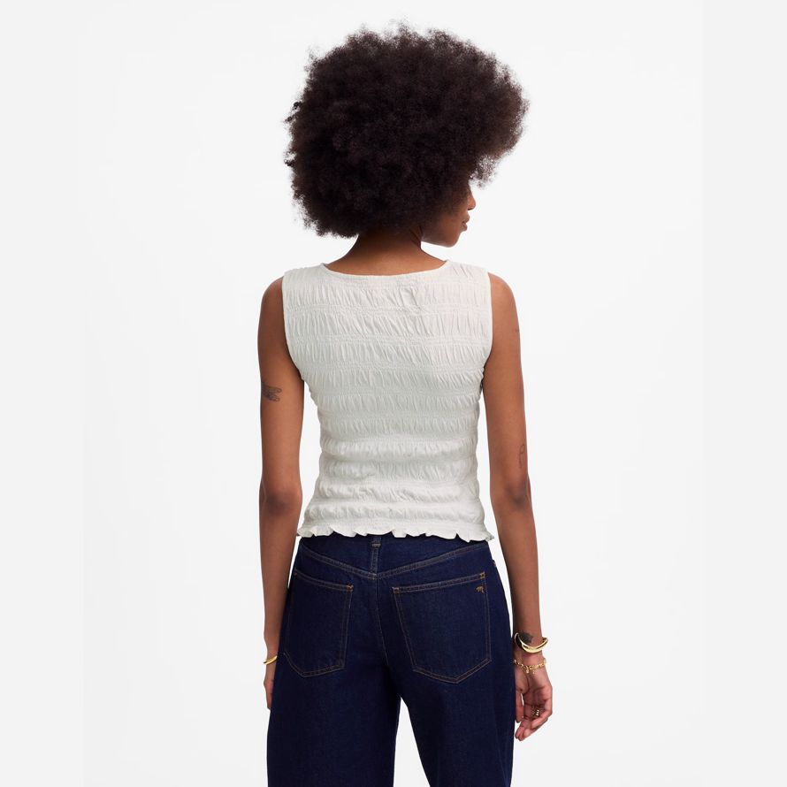 madewell gesmokt boatneck damen tank-white