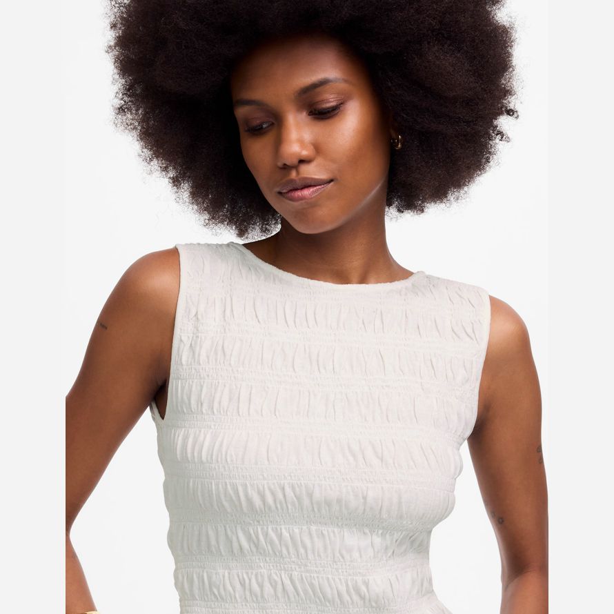 madewell gesmokt boatneck damen tank-white