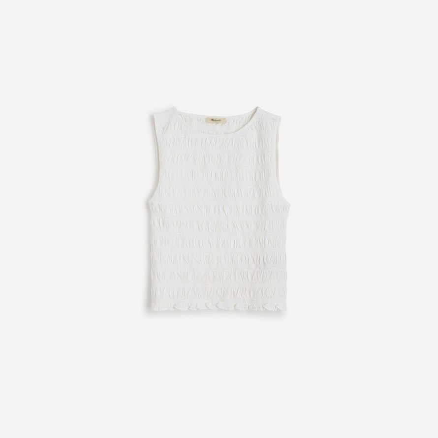madewell gesmokt boatneck damen tank-white