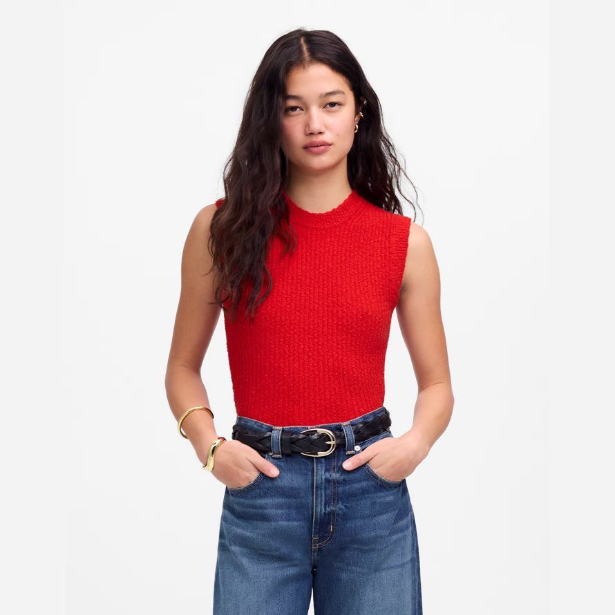madewell boucl�-knit sweater womens tank rot