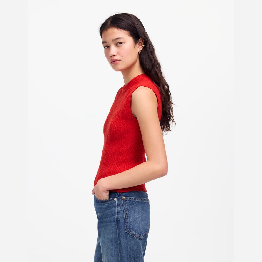 madewell boucl�-knit sweater womens tank rot