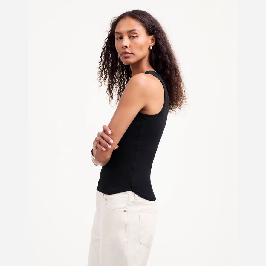 black womens madewell regenerative baumwolle gerippter ausschnitt tank